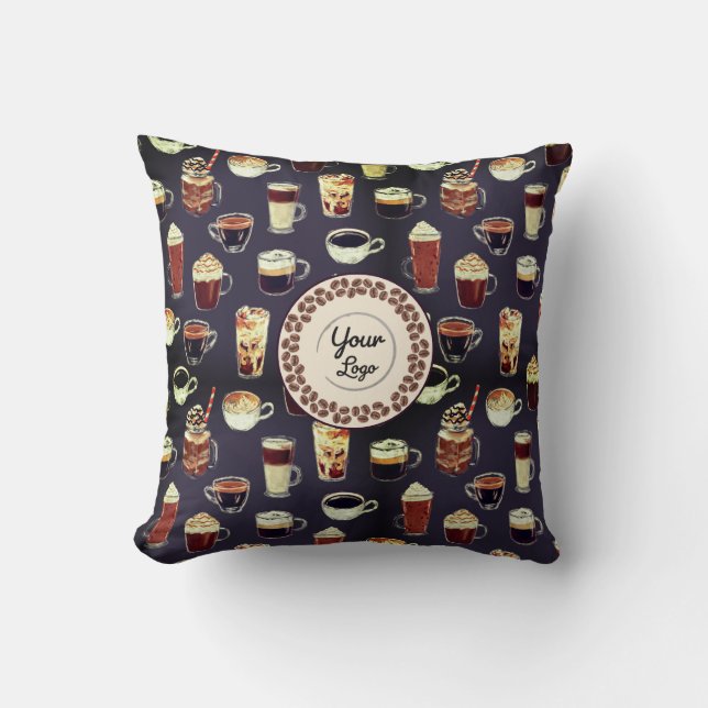 Corporate Logo Staff Lounge Coffee Fall  Cushion (Front)