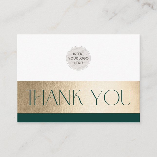 CORPORATE LOGO thank you business green gold Business Card (Front)