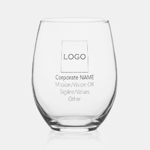 Corporate Logo Vision Tagline Values Simple Black Stemless Wine Glass
