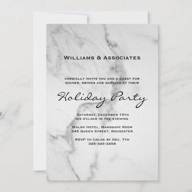 Corporate Marble Holiday Party Invitation (Front)