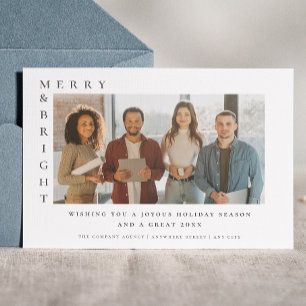 Corporate Merry & Bright Christmas Modern Photo  Postcard