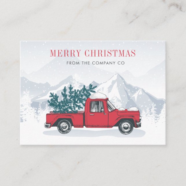 Corporate Merry Christmas Red Truck Holiday Card (Front)
