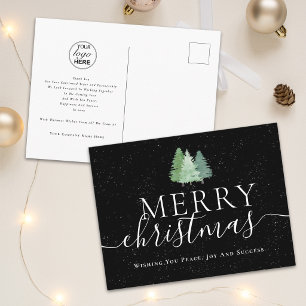 Corporate Merry Christmas Trees Business Logo Holiday Postcard