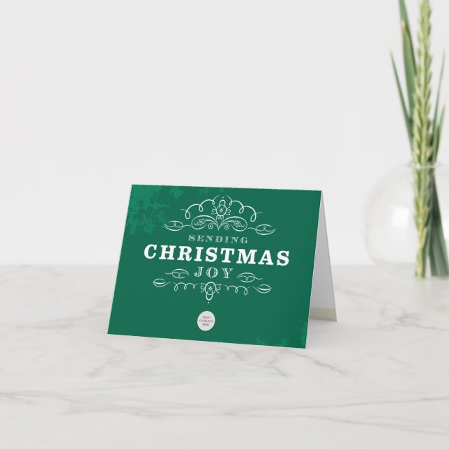 CORPORATE MESSAGE sending christmas joy logo green Holiday Card (Front)