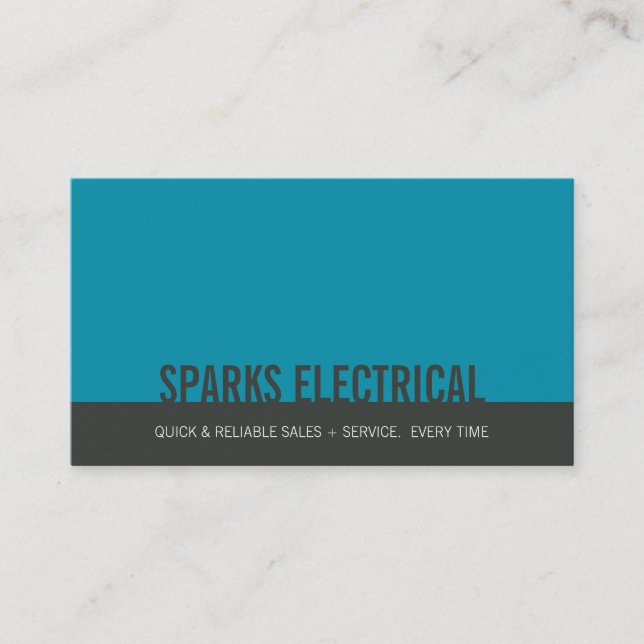 CORPORATE MINIMAL modern bold block grey teal blue Business Card (Front)