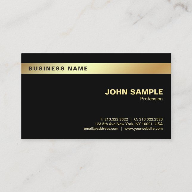 Corporate Modern Stylish Professional Black Gold Business Card (Front)