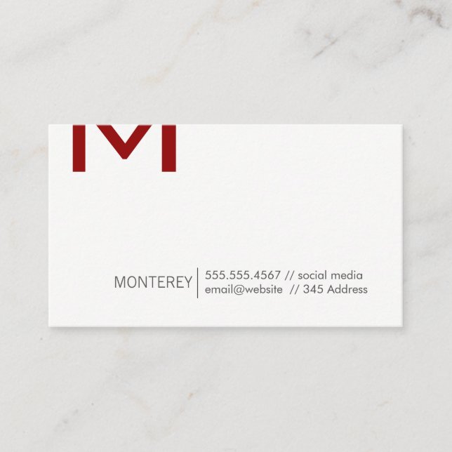 Corporate | Monogram Split (Deep Red) Business Card (Front)