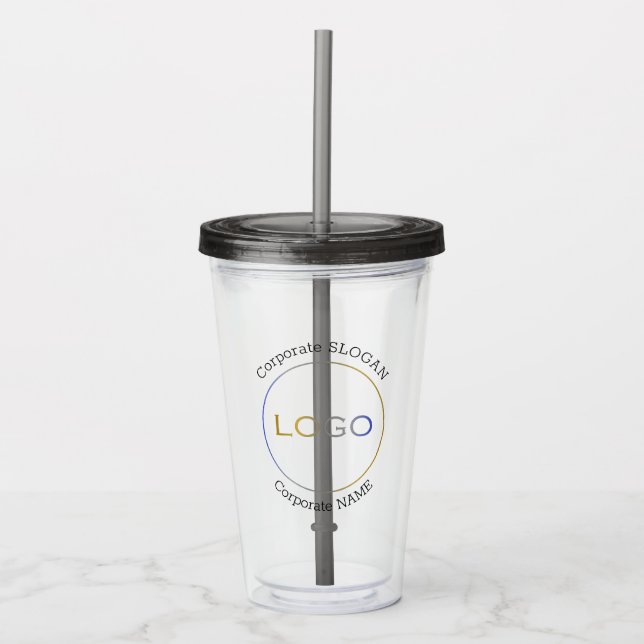 Corporate Name Logo Slogan Elegant Promotional Acrylic Tumbler (Front)