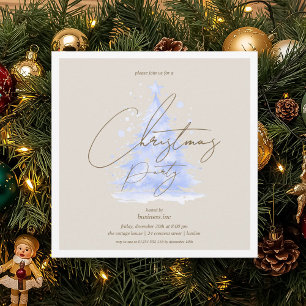 Corporate Navy Blue Christmas Tree Holiday Party Invitation