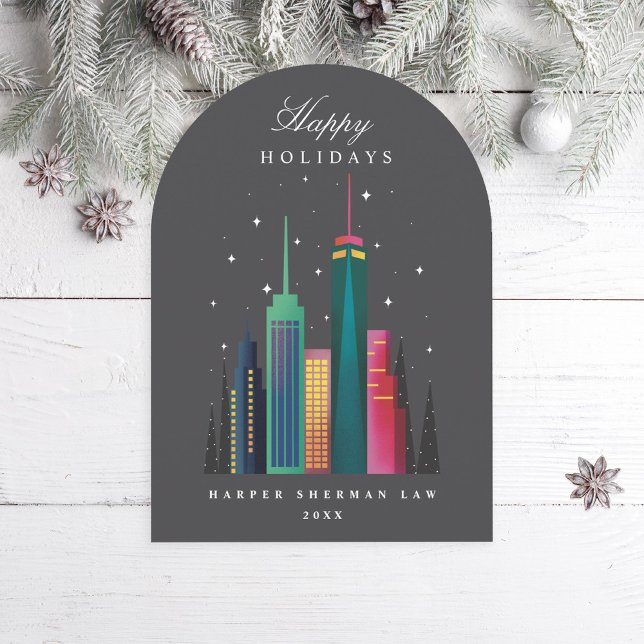 Corporate Office City Skyline Business Arch Diecut Invitation (Creator Uploaded)
