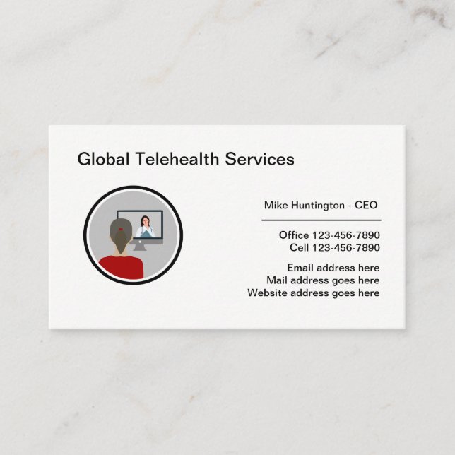 Corporate Office Telehealth Medical Business Business Card (Front)