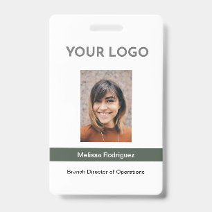 Corporate Olive Green Employee Photo ID Badge