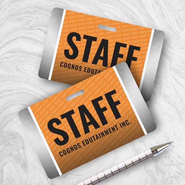 Corporate Orange & Steel Staff Pass ID Badge (Creator Uploaded)