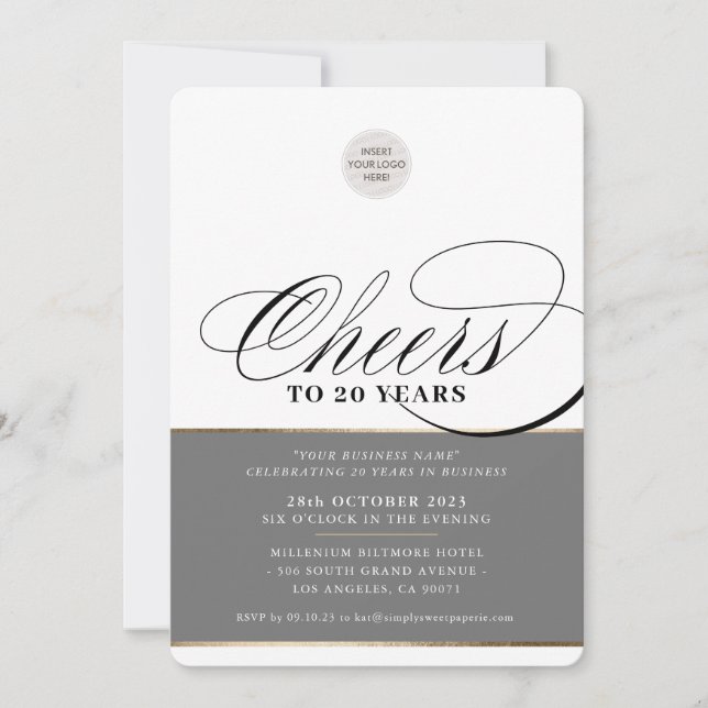 CORPORATE PARTY elegant business cheers grey gold Invitation (Front)