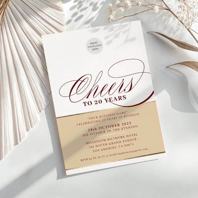 CORPORATE PARTY elegant business maroon gold Invitation (Creator Uploaded)