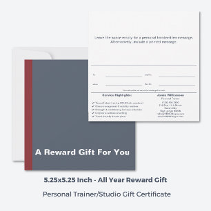 Corporate Personal Trainer Reward Gift Certificate