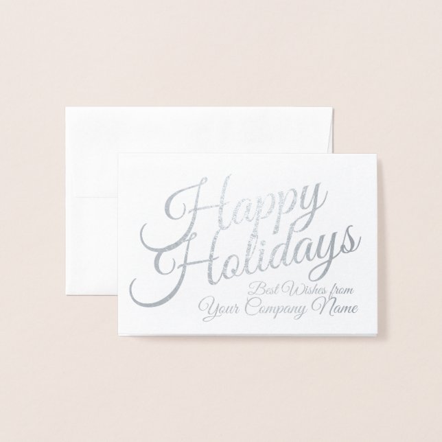 Corporate Personalised Holiday Card Silver Foil (Front With Envelope)