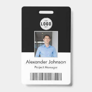 Corporate photo id name tags barcode qr code badge