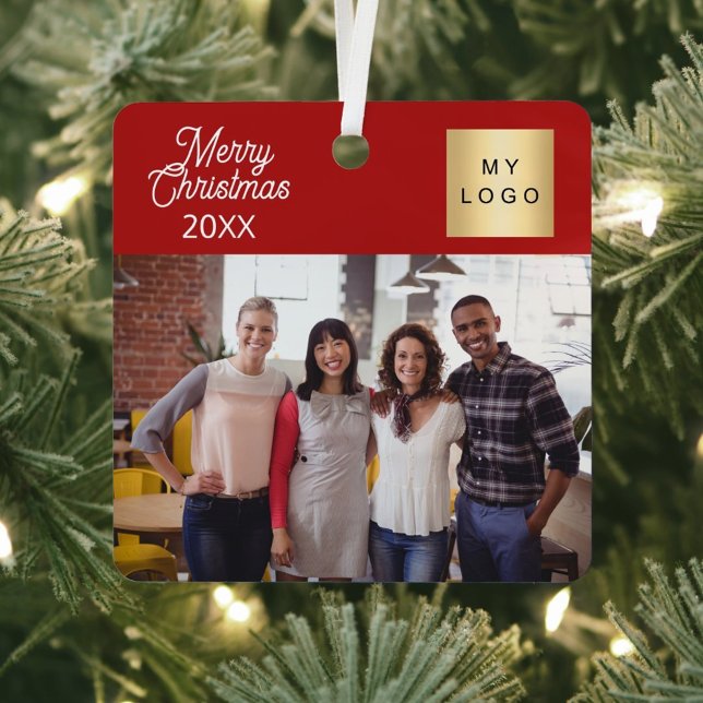 Corporate photo logo Christmas modern red Metal Tree Decoration (Creator Uploaded)