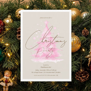 Corporate Pink Christmas Tree Holiday Party  Invitation