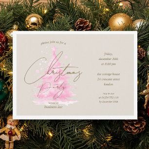 Corporate Pink Christmas Tree Holiday Party  Invitation