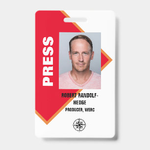 CORPORATE PRESS MEDIA I.D. EVENT PASS ID BADGE