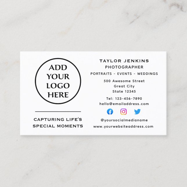 Corporate Professional Company Logo Social Media Business Card (Front)