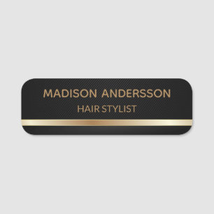 Corporate Professional Employee Black Faux Gold Name Tag