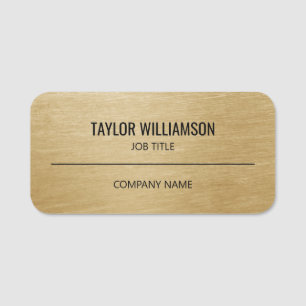 Corporate Professional Employee Faux Gold Name Tag