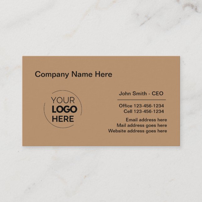 Corporate Professional Logo Design Light Brown Business Card (Front)