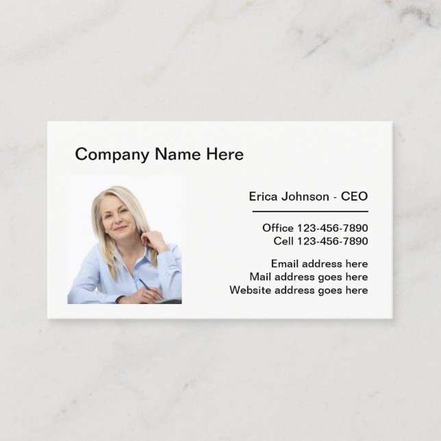 Corporate Professional Photo Template Businesscard Business Card (Front)