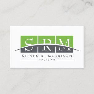 Corporate Professional Stylised Monogram Green Business Card