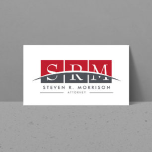 Corporate Professional Stylised Monogram Red/Grey Business Card