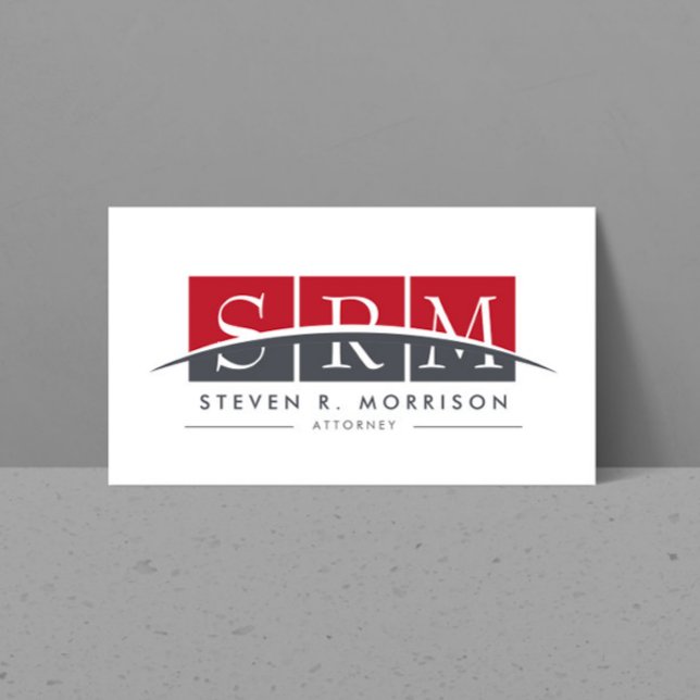 Corporate Professional Stylised Monogram Red/Grey Business Card (Creator Uploaded)