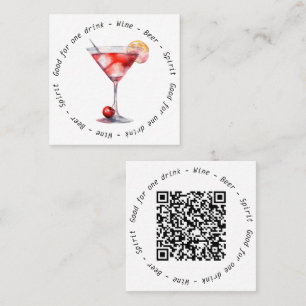 Corporate QR Code Black White Cosmo Drink Voucher Square Business Card