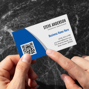 Corporate QR Code Logo - Modern Stylish Navy Blue Magnetic Business Card