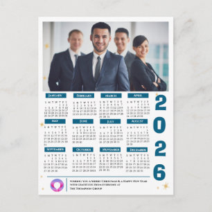 Corporate QRCODE Calendar Business Company Logo Holiday Postcard