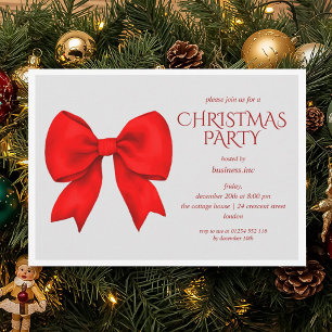 Corporate Red Bow Christmas Holiday Party  Invitation