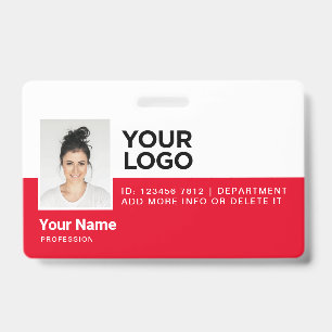 Corporate Red Employee Modern Photo ID Security Badge