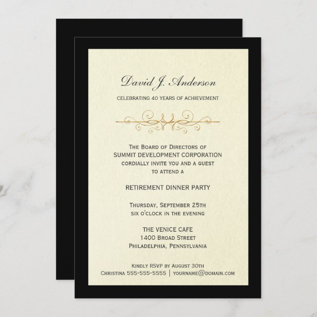 Corporate Retirement Party Invitations (Front/Back)