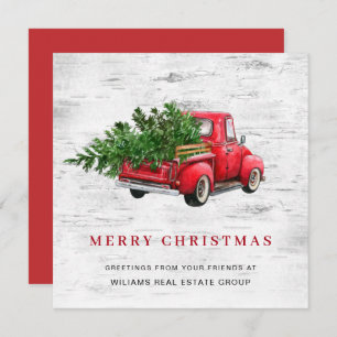 Corporate Retro Vintage Red Farm Truck Christmas Holiday Card