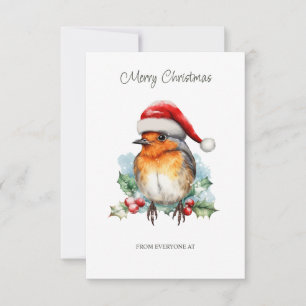 Corporate Robin in a Christmas Hat Card
