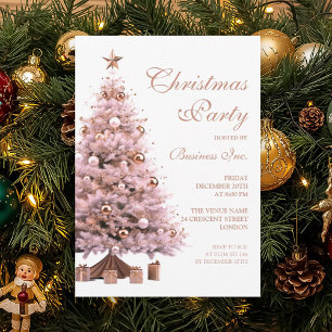 Corporate Rose Gold Christmas Tree Holiday Party Invitation