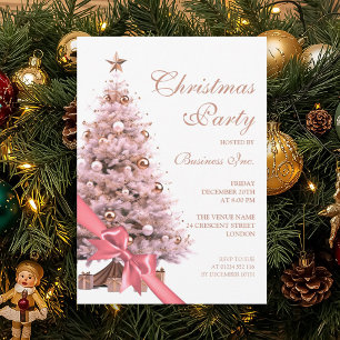 Corporate Rose Gold Christmas Tree Holiday Party Invitation
