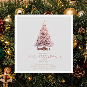 Corporate Rose Gold Christmas Tree Holiday Party Invitation