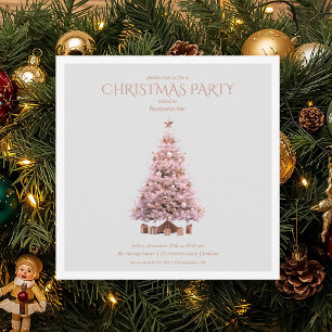 Corporate Rose Gold Christmas Tree Holiday Party Invitation