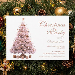 Corporate Rose Gold Christmas Tree Holiday Party Invitation
