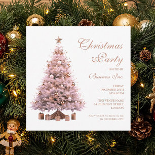 Corporate Rose Gold Christmas Tree Holiday Party Invitation