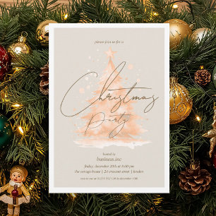 Corporate Rose Gold Christmas Tree Holiday Party Invitation