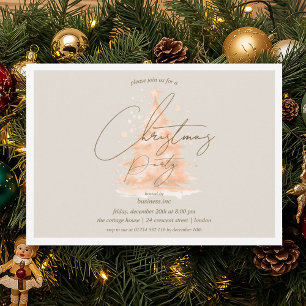Corporate Rose Gold Christmas Tree Holiday Party Invitation